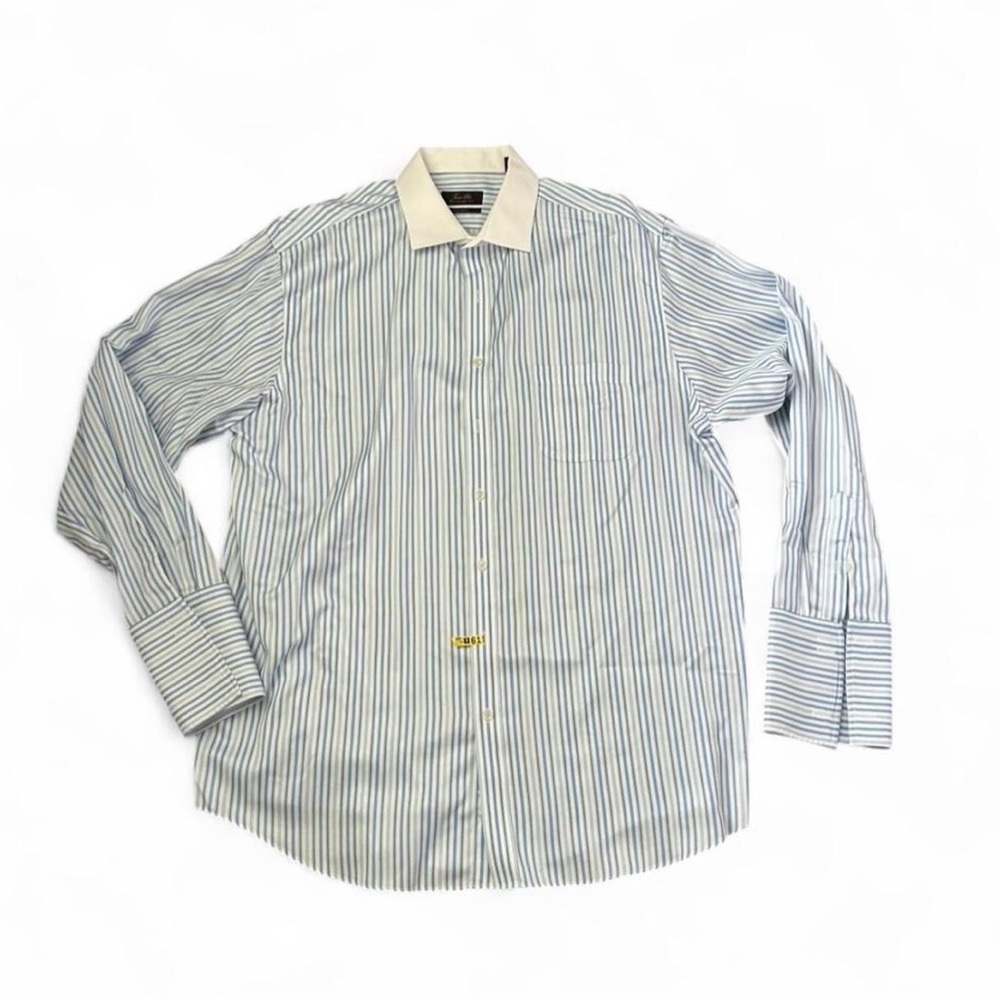 Tasso Elba Blue and White Striped Dress Shirt